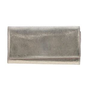 Kate Spade metallic Gold long Wallet with polka dot interior